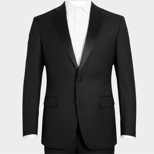 TOMMY HILFIGER Mens Blazer Sport Coat 2-Button TUXEDO Jacket 40R Black Wool Blen